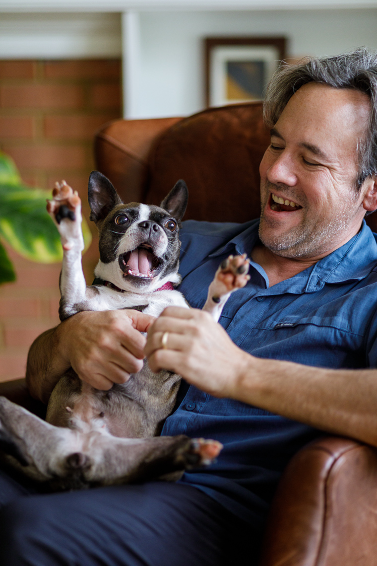 At home with a Boston Terrier  | Washington DC Lifestyle Dog Photographer